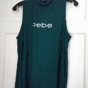 Bebe Forest Green Cold Shoulder Long Sleeve Sexy top Large